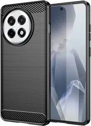 OnePlus 13R Hoesje Geborsteld TPU Flexibele Back Cover Zwart afbeelding