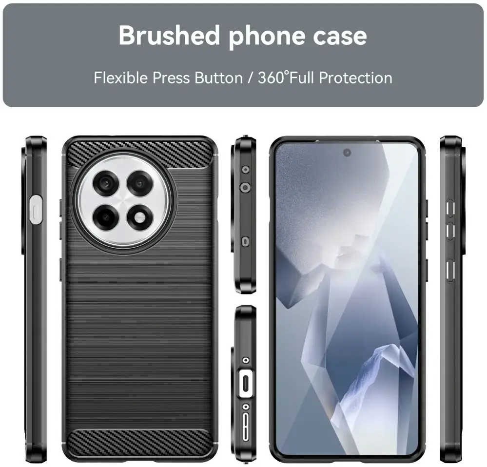 OnePlus 13R Hoesje Geborsteld TPU Flexibele Back Cover Zwart afbeelding 10