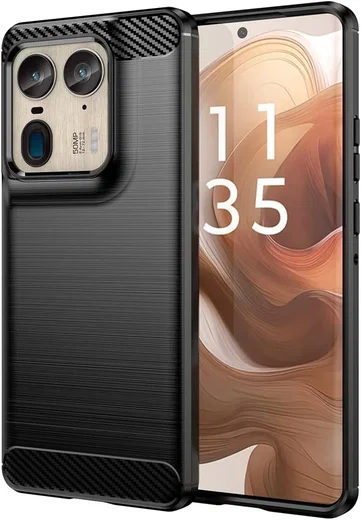 Motorola Edge 50 Ultra Hoesje Geborsteld TPU Flexibele Back Cover Zwart afbeelding 1