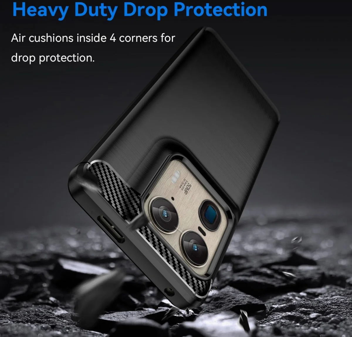 Motorola Edge 50 Ultra Hoesje Geborsteld TPU Flexibele Back Cover Zwart afbeelding 2