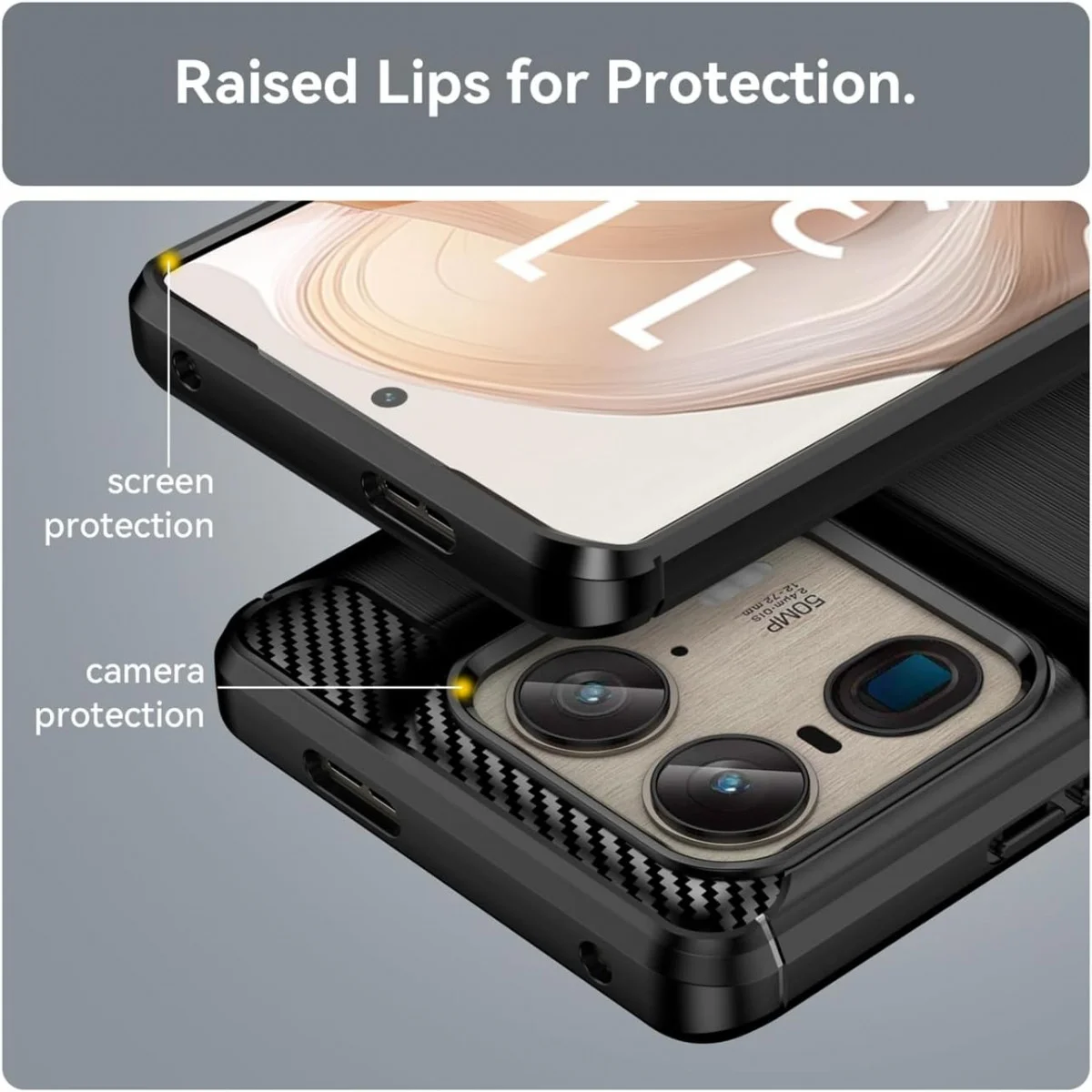 Motorola Edge 50 Ultra Hoesje Geborsteld TPU Flexibele Back Cover Zwart afbeelding 5