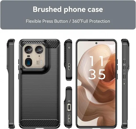 Motorola Edge 50 Ultra Hoesje Geborsteld TPU Flexibele Back Cover Zwart afbeelding 7