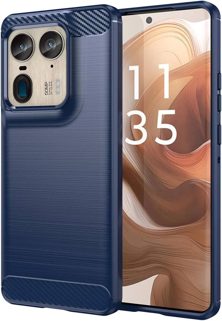 Motorola Edge 50 Ultra Hoesje Geborsteld TPU Flexibele Back Cover Blauw afbeelding 1