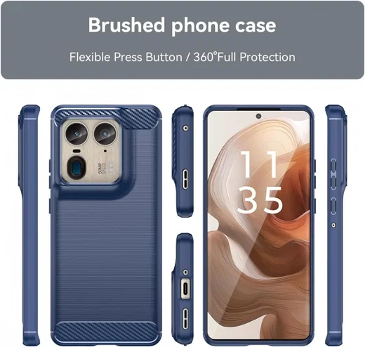 Motorola Edge 50 Ultra Hoesje Geborsteld TPU Flexibele Back Cover Blauw afbeelding 7