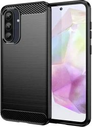 Samsung Galaxy A56 Hoesje Geborsteld TPU Flexibele Back Cover Zwart afbeelding