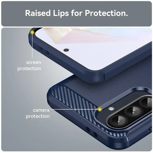 Samsung Galaxy A56 Hoesje Geborsteld TPU Flexibele Back Cover Blauw afbeelding 7