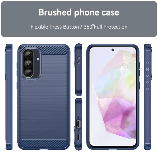 Samsung Galaxy A56 Hoesje Geborsteld TPU Flexibele Back Cover Blauw afbeelding 9