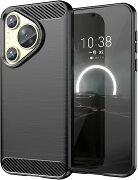 Huawei Pura 70 Hoesje Geborsteld TPU Flexibele Back Cover Zwart