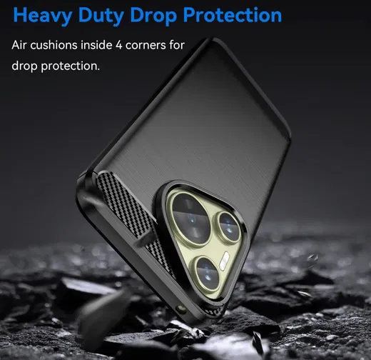 Huawei Pura 70 Hoesje Geborsteld TPU Flexibele Back Cover Zwart afbeelding 2