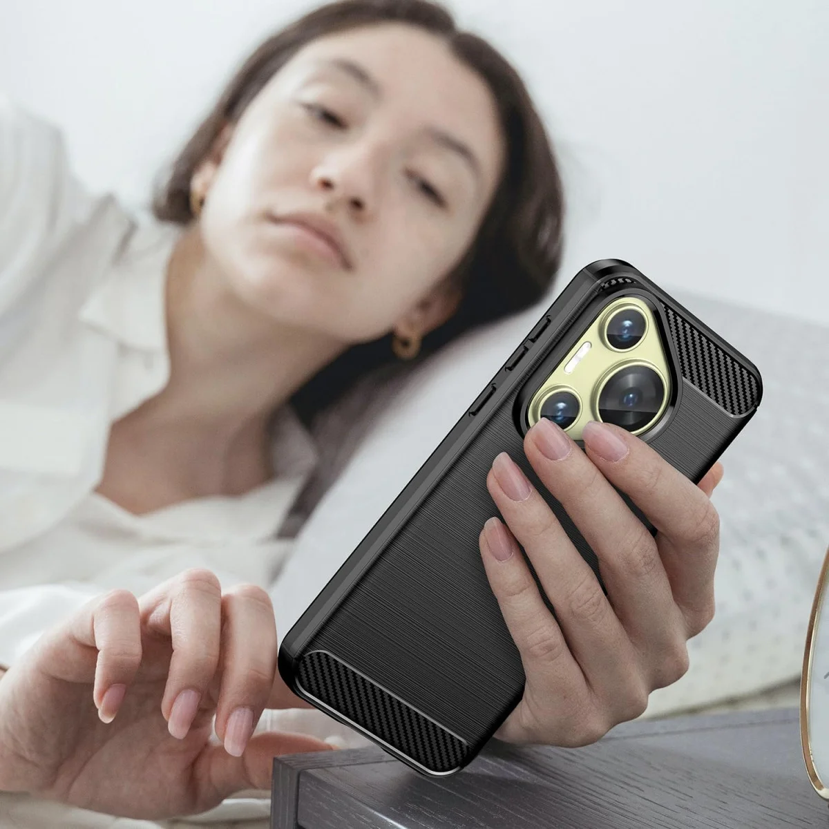 Huawei Pura 70 Hoesje Geborsteld TPU Flexibele Back Cover Zwart afbeelding 7