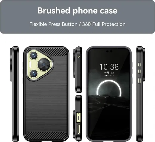 Huawei Pura 70 Hoesje Geborsteld TPU Flexibele Back Cover Zwart afbeelding 8