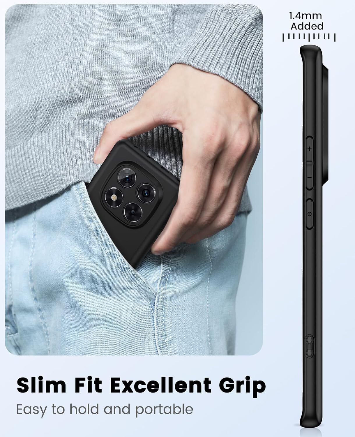 Xiaomi Poco X7 / Redmi Note 14 Pro 5G Hoesje Dun TPU Back Cover Matte Zwart afbeelding 7