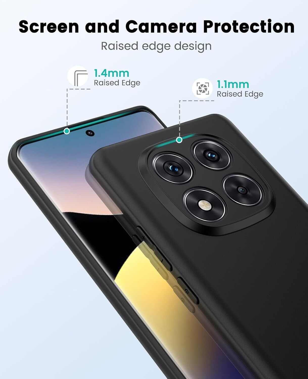 Xiaomi Poco X7 / Redmi Note 14 Pro 5G Hoesje Dun TPU Back Cover Matte Zwart afbeelding 3