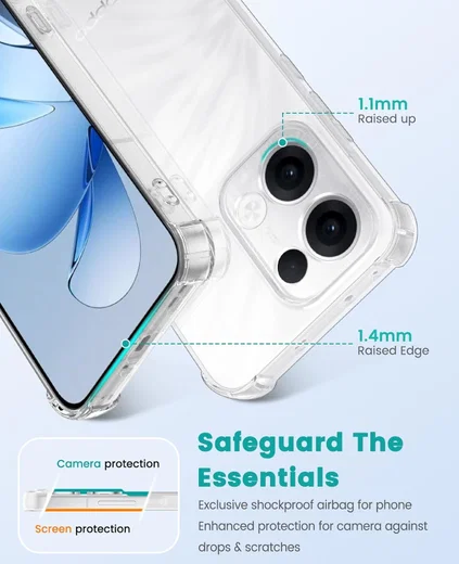 Oppo Reno 13 Hoesje Schokbestendig en Dun TPU Back Cover Transparant afbeelding 4