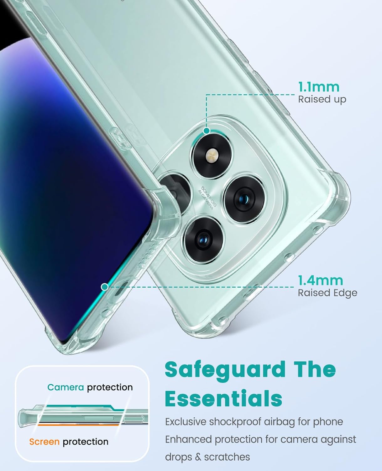Xiaomi Poco X7/Redmi Note 14 Pro 5G Hoesje Schokbestendig Back Cover Transparant afbeelding 4