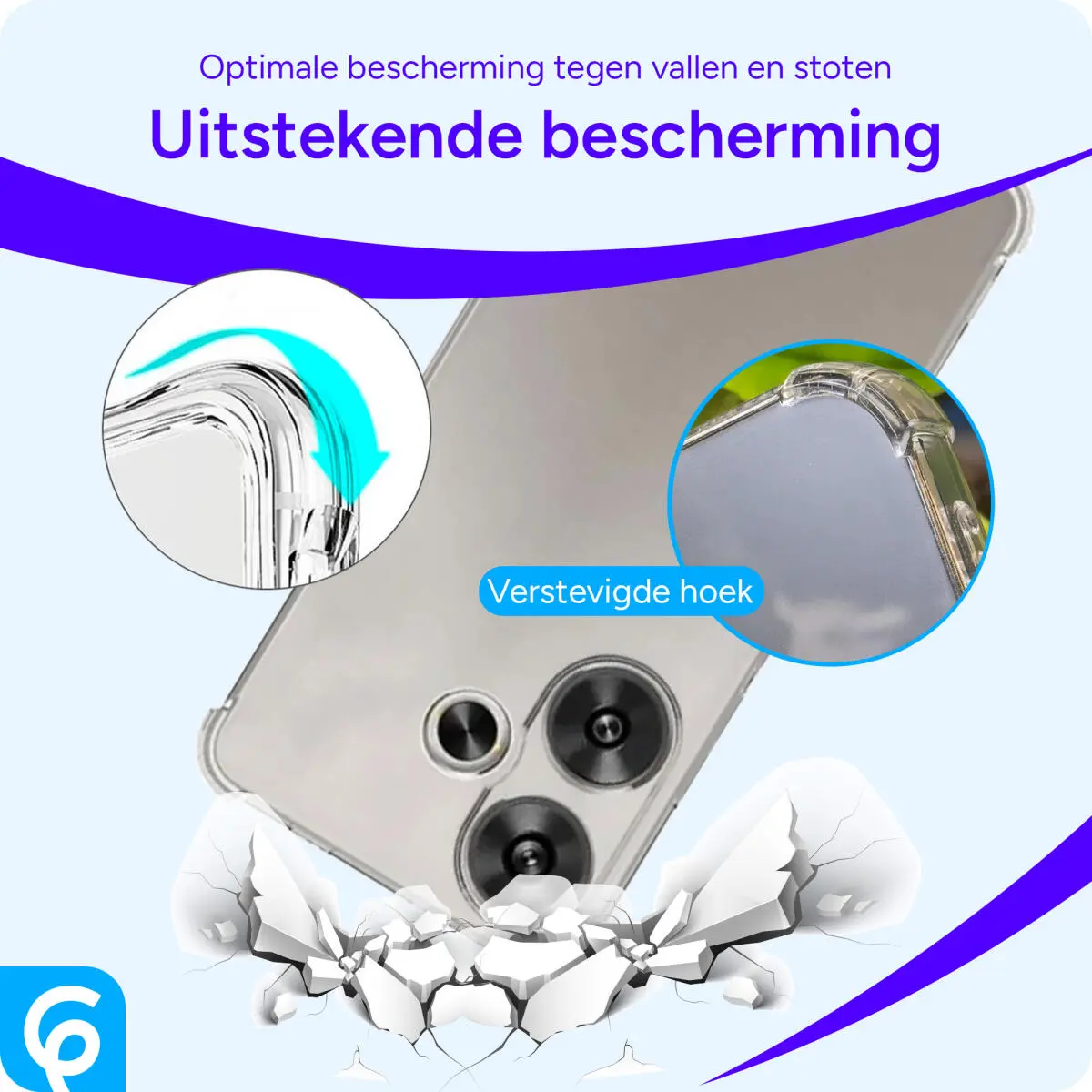 Xiaomi Poco F6 Hoesje met Koord Schokbestendig TPU Transparant afbeelding 2