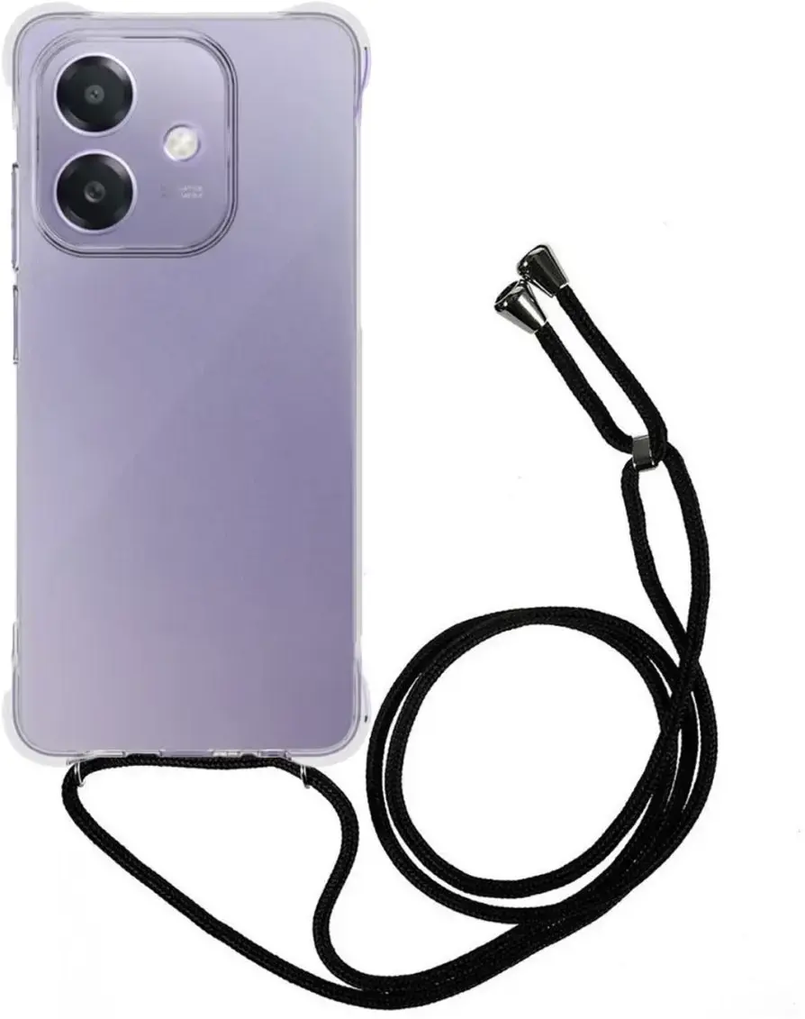 Oppo A60 4G Hoesje met Koord Schokbestendig TPU Transparant afbeelding 1