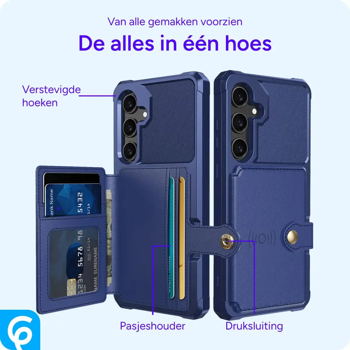 Samsung Galaxy A56 Hoesje 3-in-1 Pasjes Portemonnee Back Cover Blauw afbeelding 6
