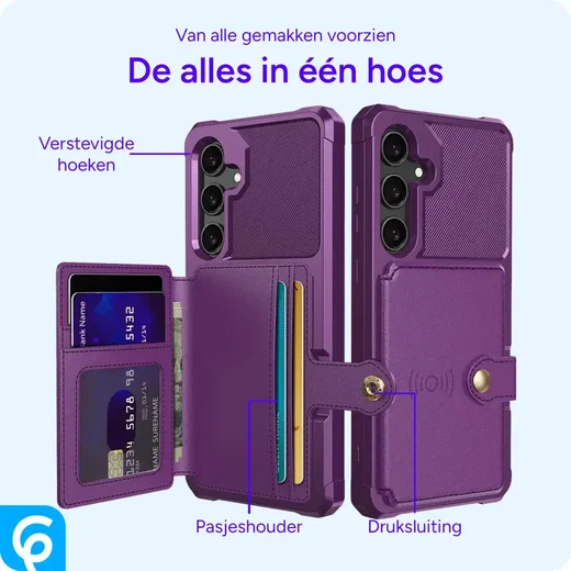Samsung Galaxy A56 Hoesje 3-in-1 Pasjes Portemonnee Back Cover Paars afbeelding 5