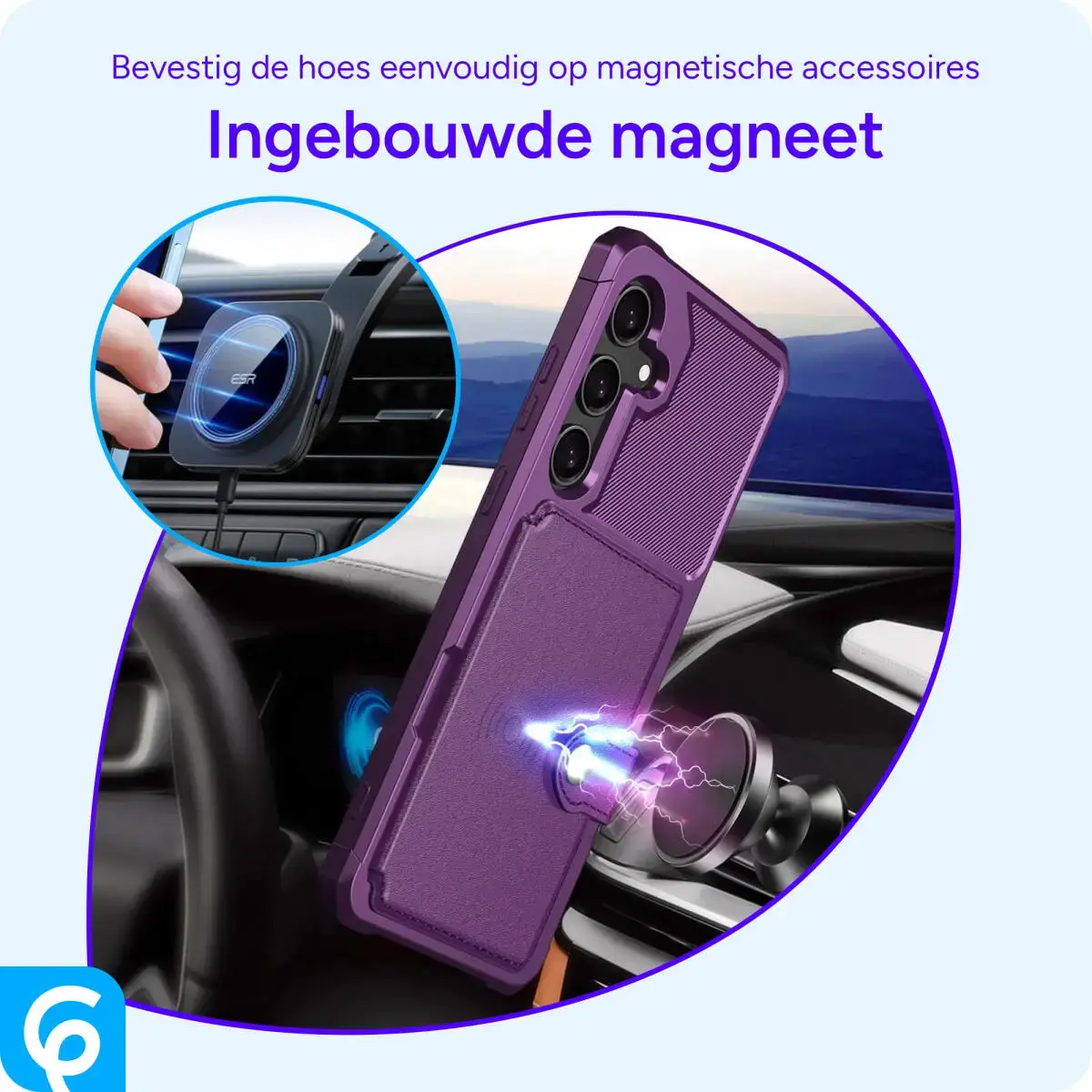Samsung Galaxy A56 Hoesje 3-in-1 Pasjes Portemonnee Back Cover Paars afbeelding 7