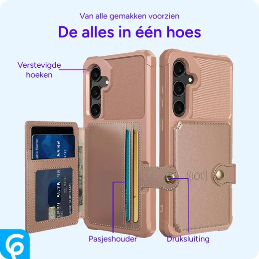Samsung Galaxy A56 Hoesje 3-in-1 Pasjes Portemonnee Back Cover Roze afbeelding 5