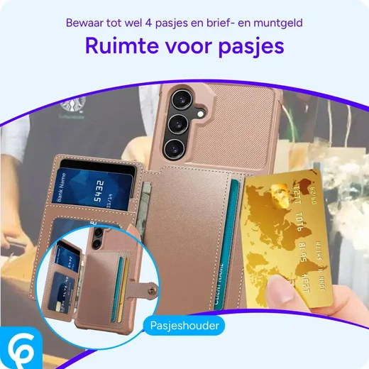 Samsung Galaxy A56 Hoesje 3-in-1 Pasjes Portemonnee Back Cover Roze afbeelding 4