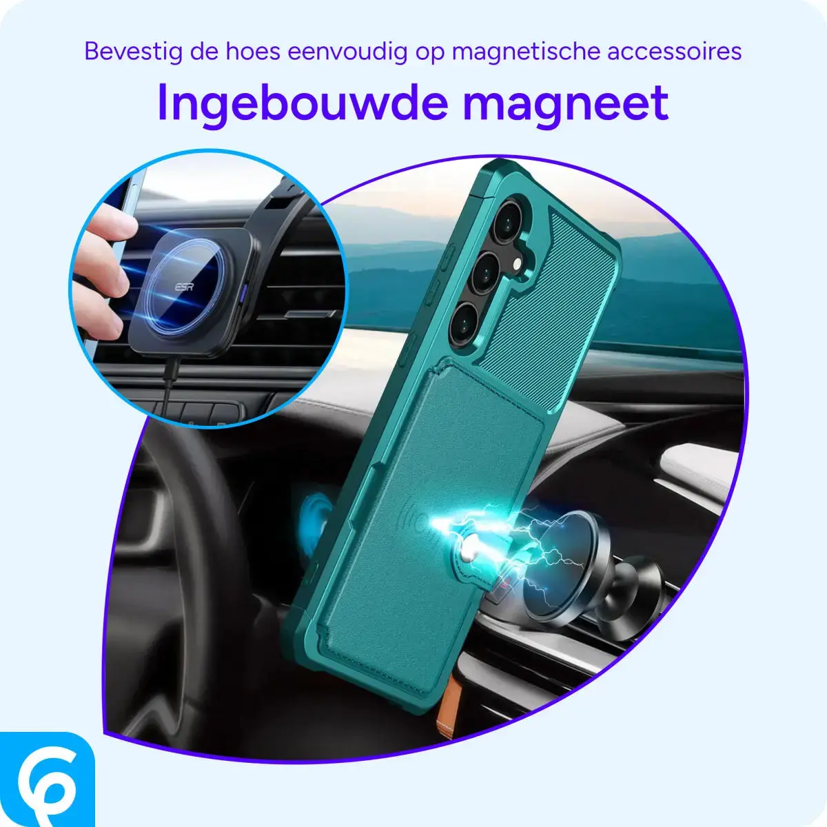 Samsung Galaxy A56 Hoesje 3-in-1 Pasjes Portemonnee Back Cover Groen afbeelding 8