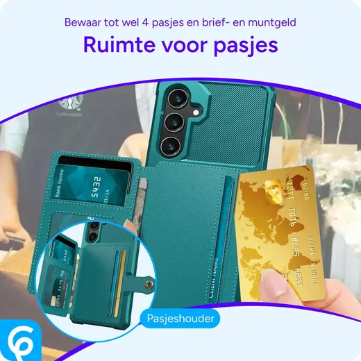 Samsung Galaxy A56 Hoesje 3-in-1 Pasjes Portemonnee Back Cover Groen afbeelding 5