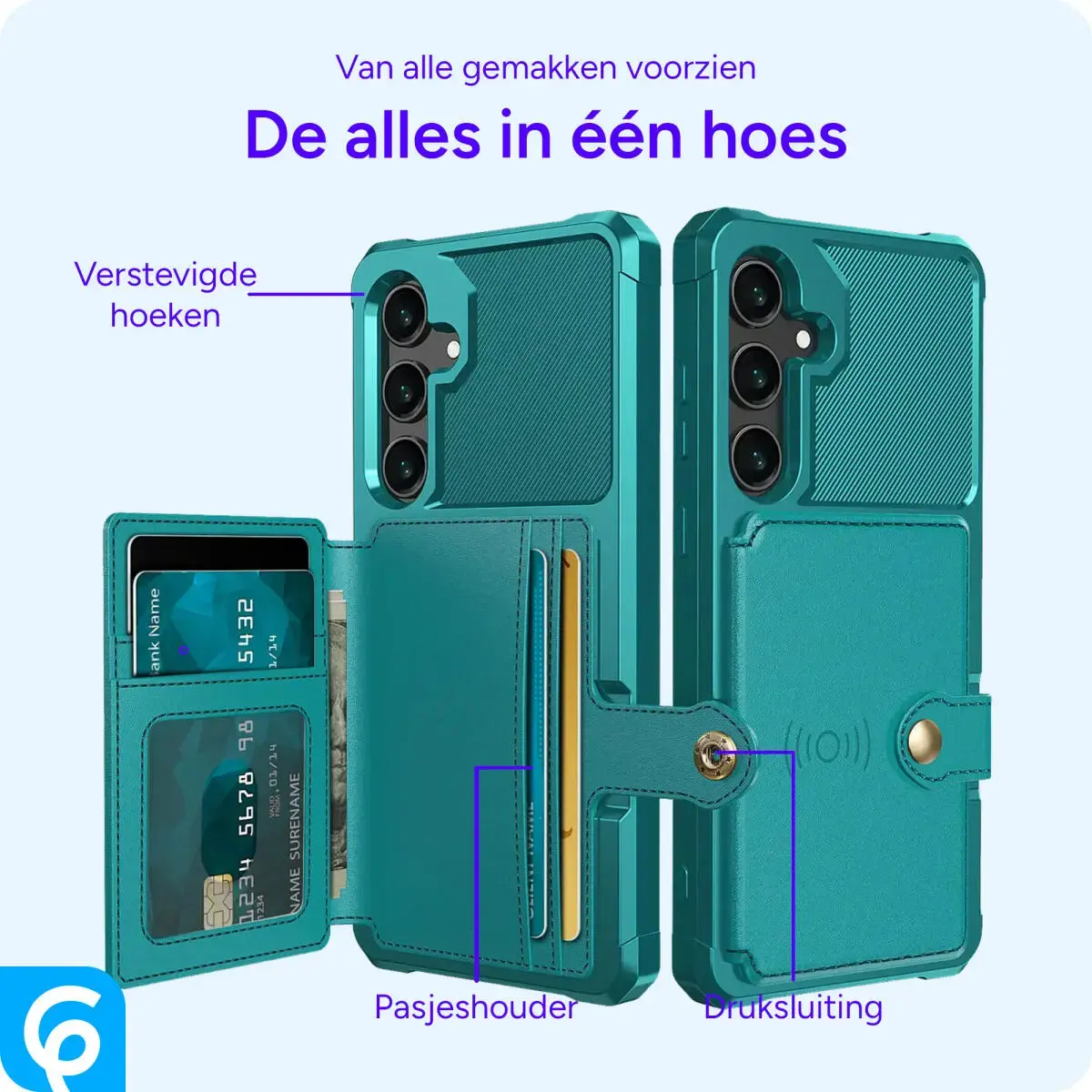 Samsung Galaxy A56 Hoesje 3-in-1 Pasjes Portemonnee Back Cover Groen afbeelding 6