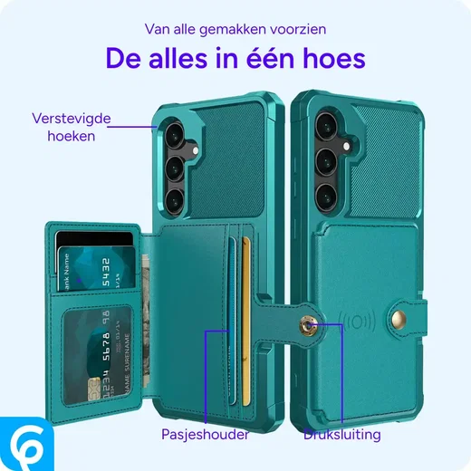 Samsung Galaxy A56 Hoesje 3-in-1 Pasjes Portemonnee Back Cover Groen afbeelding 6