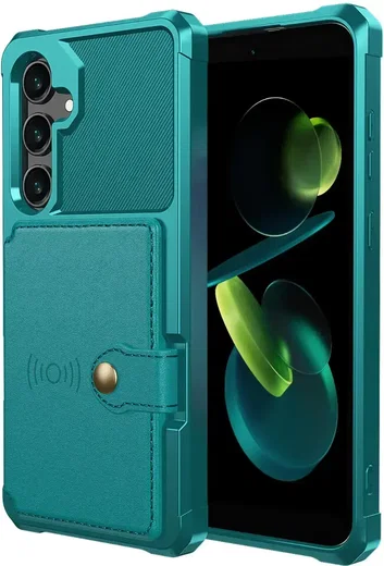 Samsung Galaxy A56 TPU Back Cover met Kunstleren Wallet Groen afbeelding 9