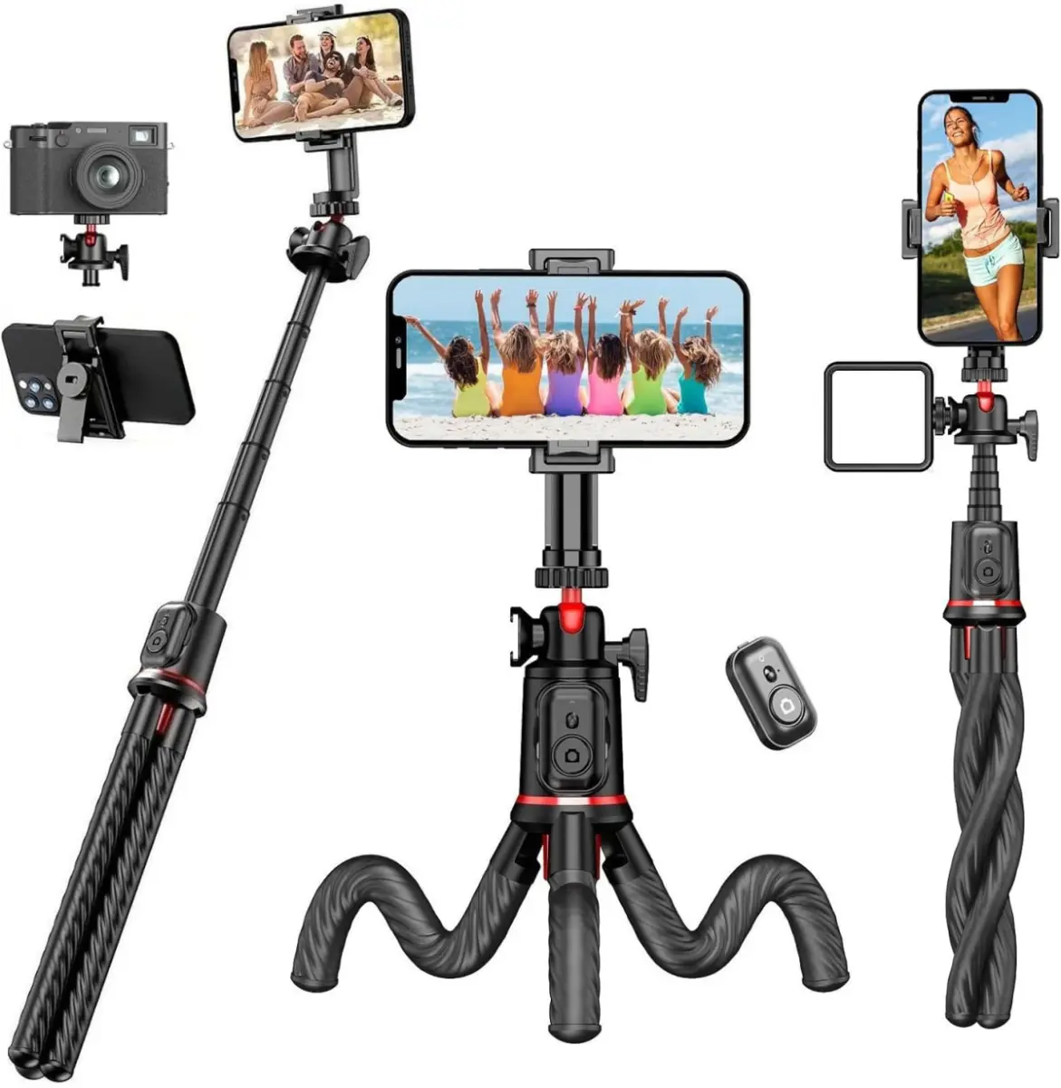 SBG Flexibele Draagbare Octopus Tripod Houder met Selfie Functie Zwart afbeelding 8