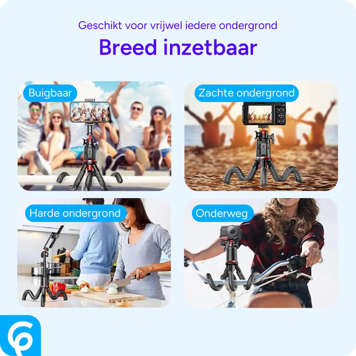 SBG Flexibele Draagbare Octopus Tripod Houder met Selfie Functie Zwart afbeelding 6
