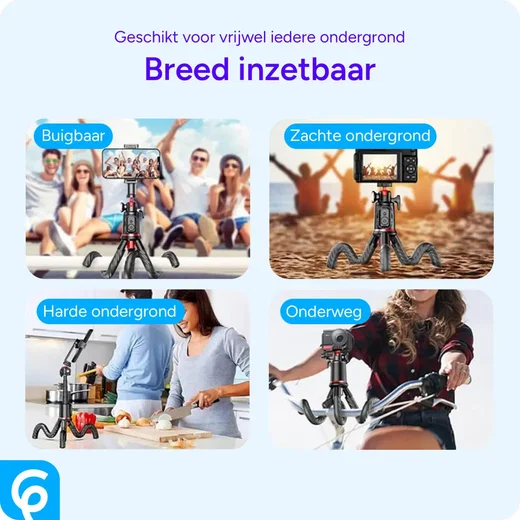 SBG Flexibele Draagbare Octopus Tripod Houder met Selfie Functie Zwart afbeelding 6