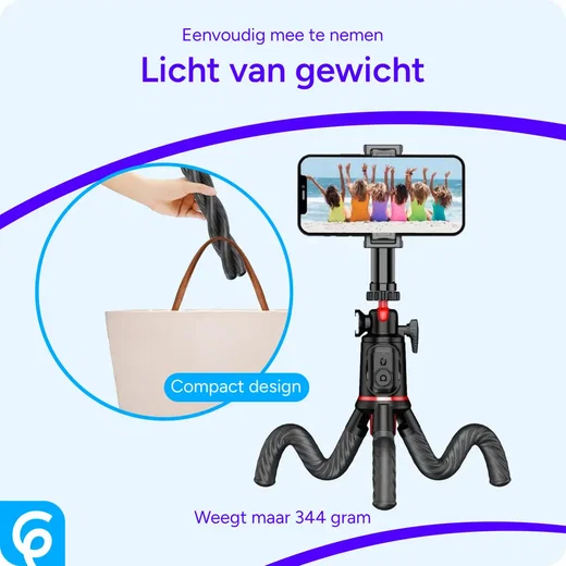 SBG Flexibele Draagbare Octopus Tripod Houder met Selfie Functie Zwart afbeelding 3