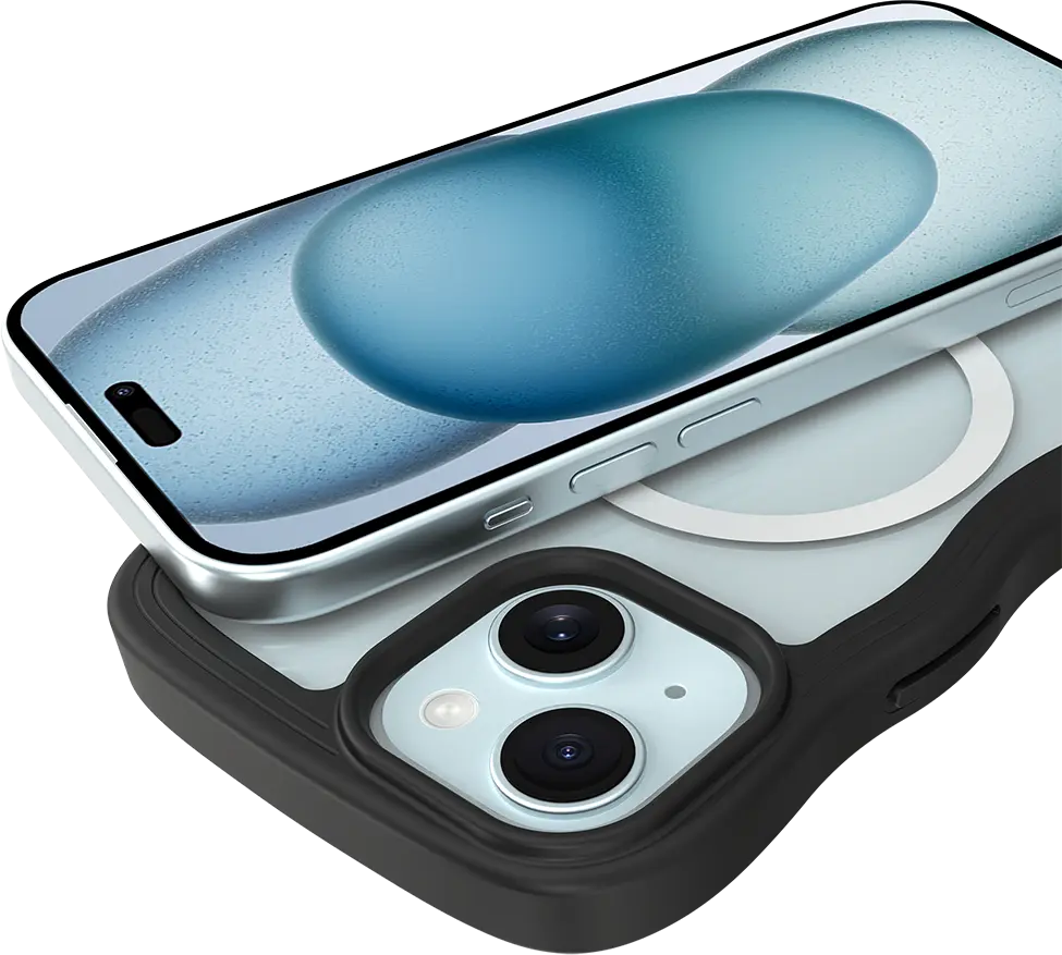 HappyCase Wavy Apple iPhone 17e/16e/14/13 Hoesje MagSafe Back Cover Zwart afbeelding 11