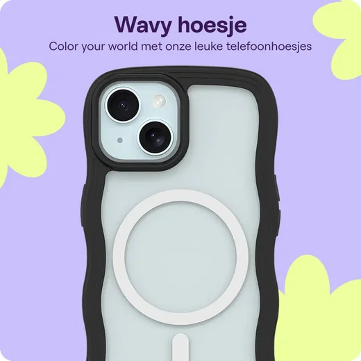 HappyCase Wavy Apple iPhone 17e/16e/14/13 Hoesje MagSafe Back Cover Zwart afbeelding 4