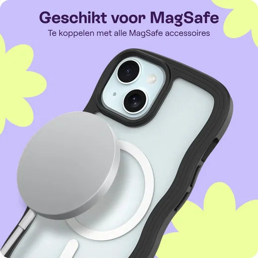 HappyCase Wavy Apple iPhone 17e/16e/14/13 Hoesje MagSafe Back Cover Zwart afbeelding 6