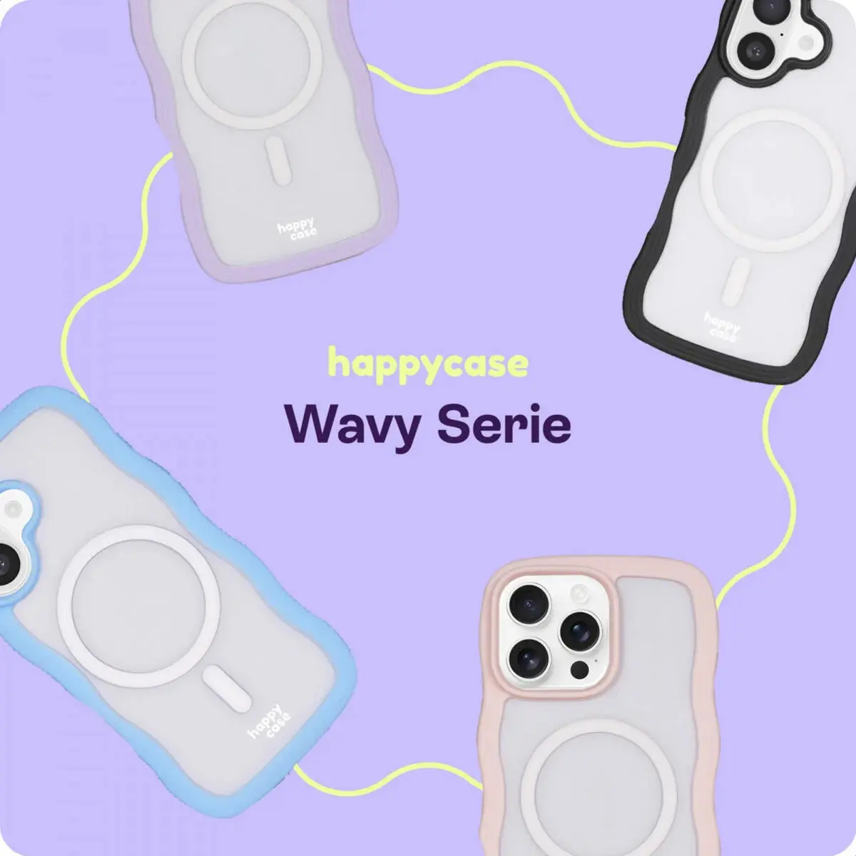 HappyCase Wavy Apple iPhone 17e/16e/14/13 Hoesje MagSafe Back Cover Zwart afbeelding 8