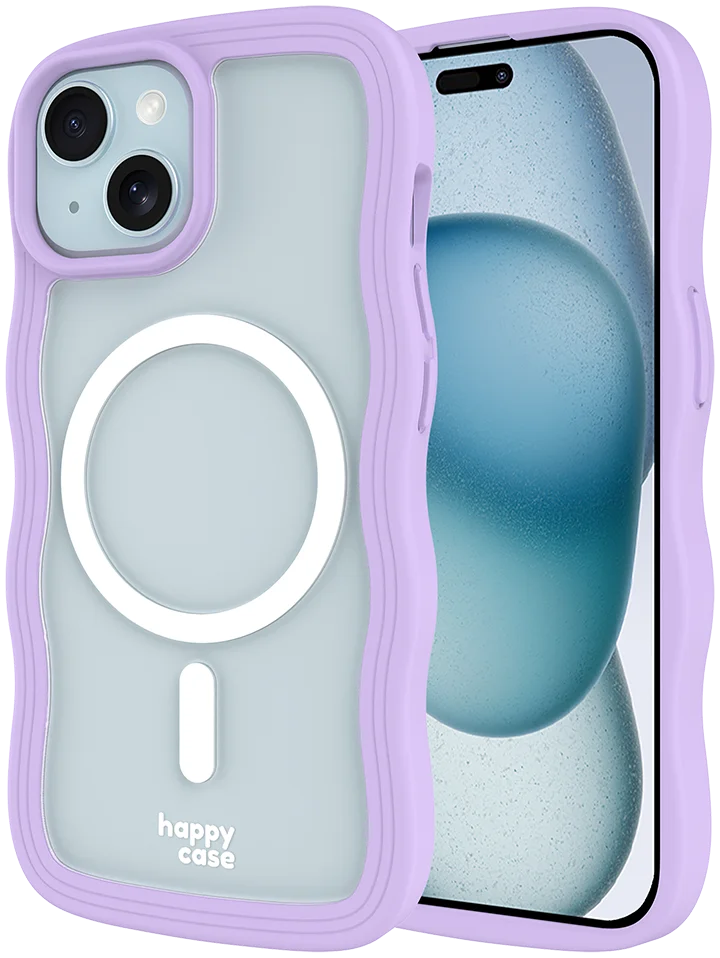 HappyCase Wavy Apple iPhone 17e/16e/14/13 Hoesje MagSafe Back Cover Paars afbeelding 1