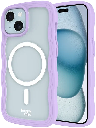 HappyCase Wavy Apple iPhone 17e/16e/14/13 Hoesje MagSafe Back Cover Paars afbeelding 1
