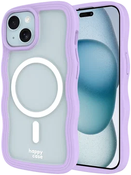 HappyCase Wavy Apple iPhone 17e/16e/14/13 Hoesje MagSafe Back Cover Paars