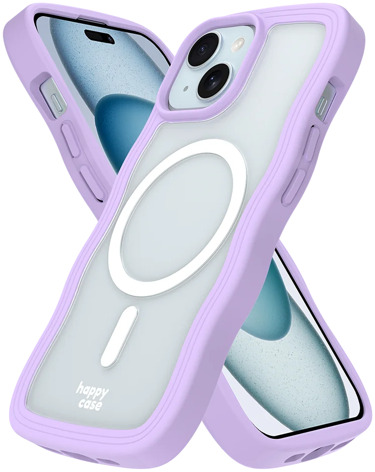 HappyCase Wavy Apple iPhone 17e/16e/14/13 Hoesje MagSafe Back Cover Paars afbeelding 10