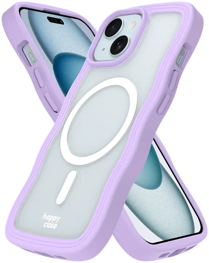 HappyCase Wavy Apple iPhone 17e/16e/14/13 Hoesje MagSafe Back Cover Paars afbeelding 10