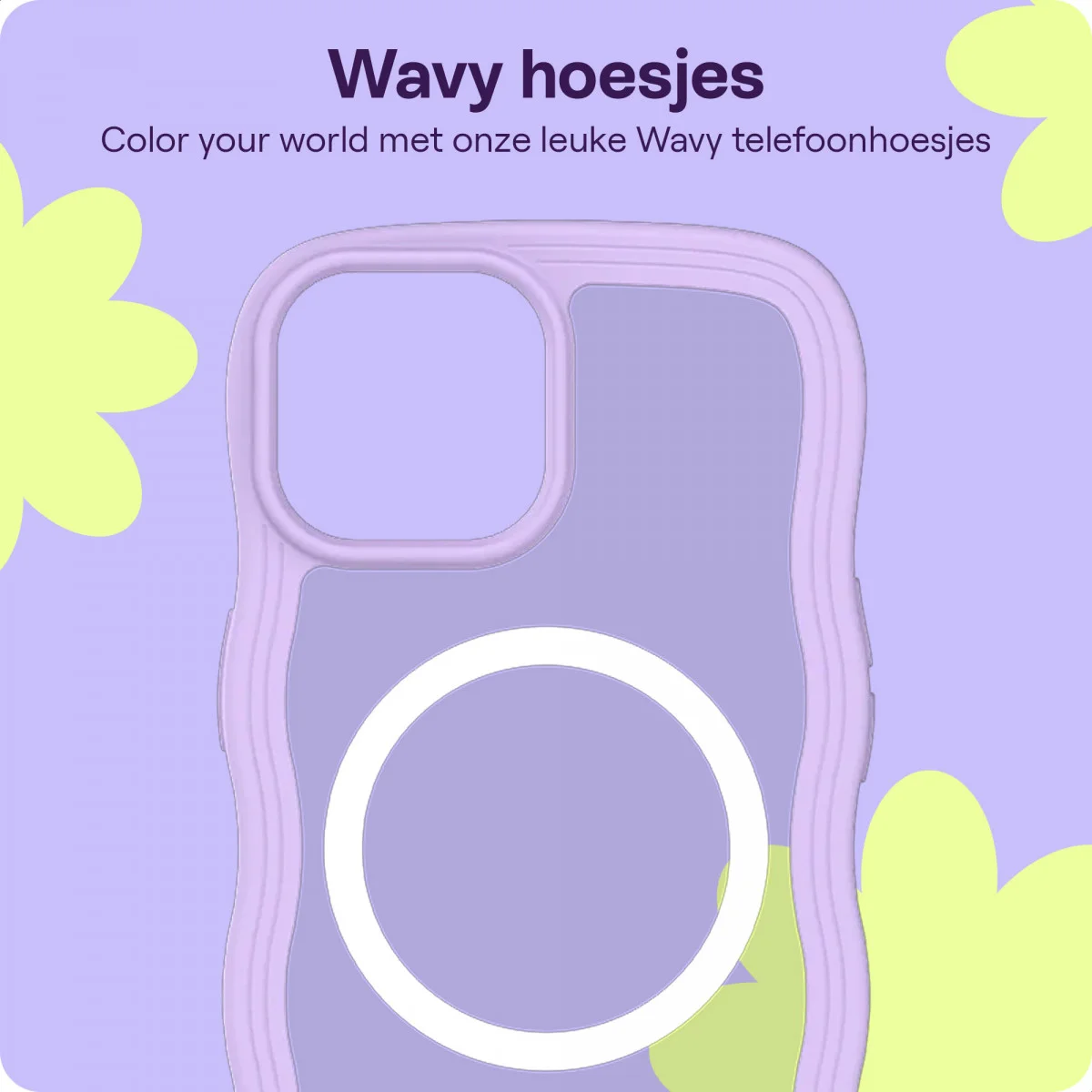 HappyCase Wavy Apple iPhone 17e/16e/14/13 Hoesje MagSafe Back Cover Paars afbeelding 4