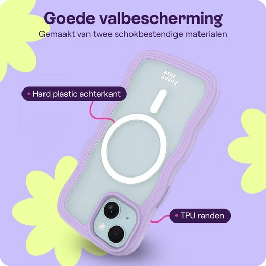 HappyCase Wavy Apple iPhone 17e/16e/14/13 Hoesje MagSafe Back Cover Paars afbeelding 6
