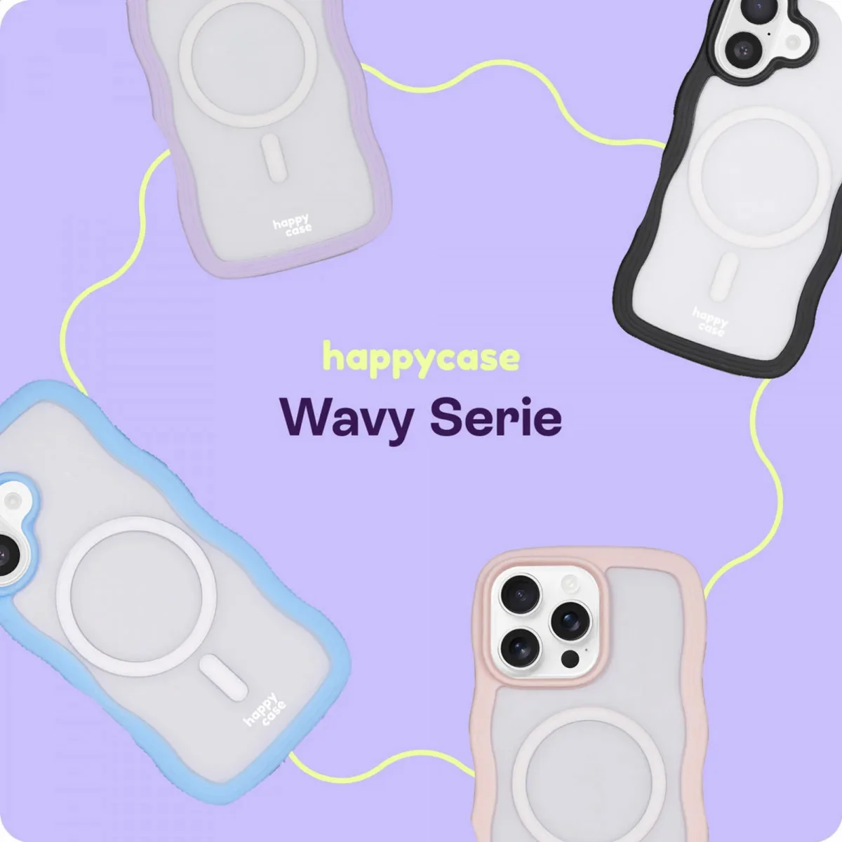 HappyCase Wavy Apple iPhone 17e/16e/14/13 Hoesje MagSafe Back Cover Paars afbeelding 7