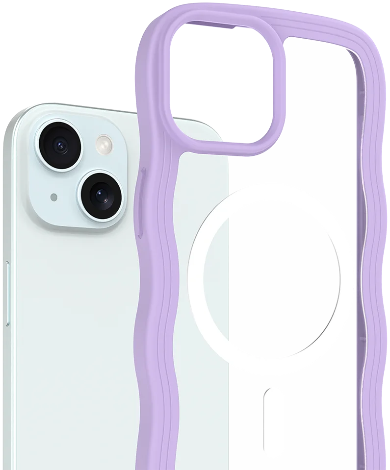 HappyCase Wavy Apple iPhone 17e/16e/14/13 Hoesje MagSafe Back Cover Paars afbeelding 2