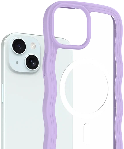 HappyCase Wavy Apple iPhone 17e/16e/14/13 Hoesje MagSafe Back Cover Paars afbeelding 2
