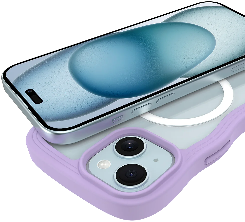 HappyCase Wavy Apple iPhone 17e/16e/14/13 Hoesje MagSafe Back Cover Paars afbeelding 11